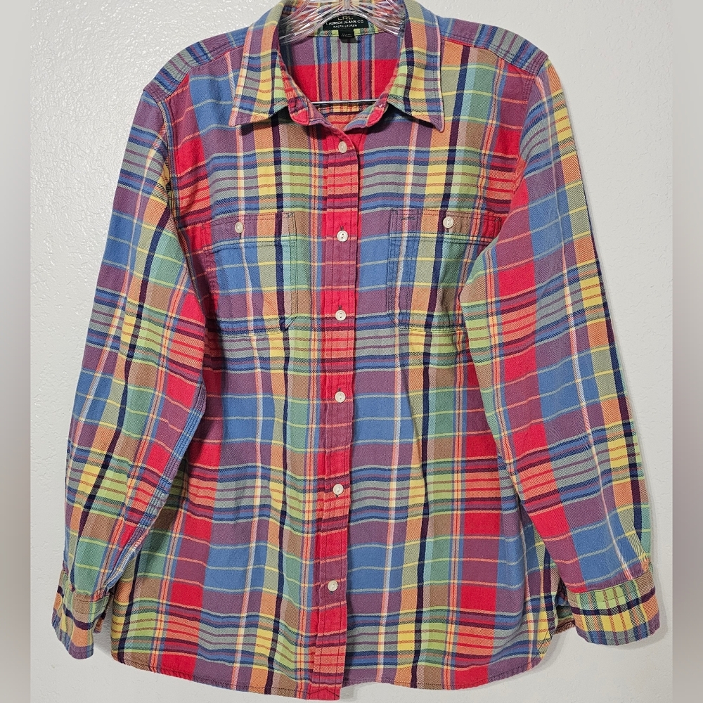 Lauren Jeans Co Ralph Lauren  Plaid Button Down Shirt Women’s 1X Cotton